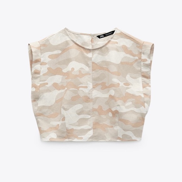 NEW ZARA LINEN CROPPED TOP - Picture 4 of 8